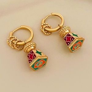 Gold plated Enamel Drop Earrings